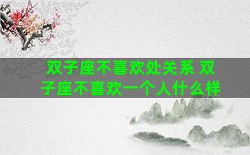 双子座不喜欢处关系 双子座不喜欢一个人什么样 双子座不喜欢处关系 双子座不喜欢一个人什么样